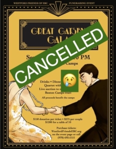 A poster of a canceled event